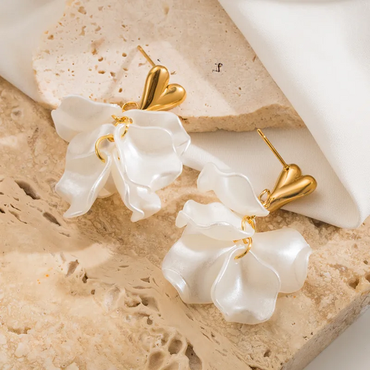 Heart Shape Petal Drop Earrings