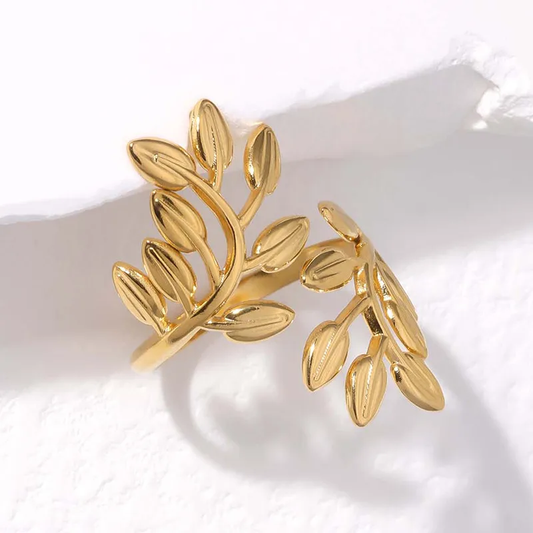 Retro Leaf Open Ring